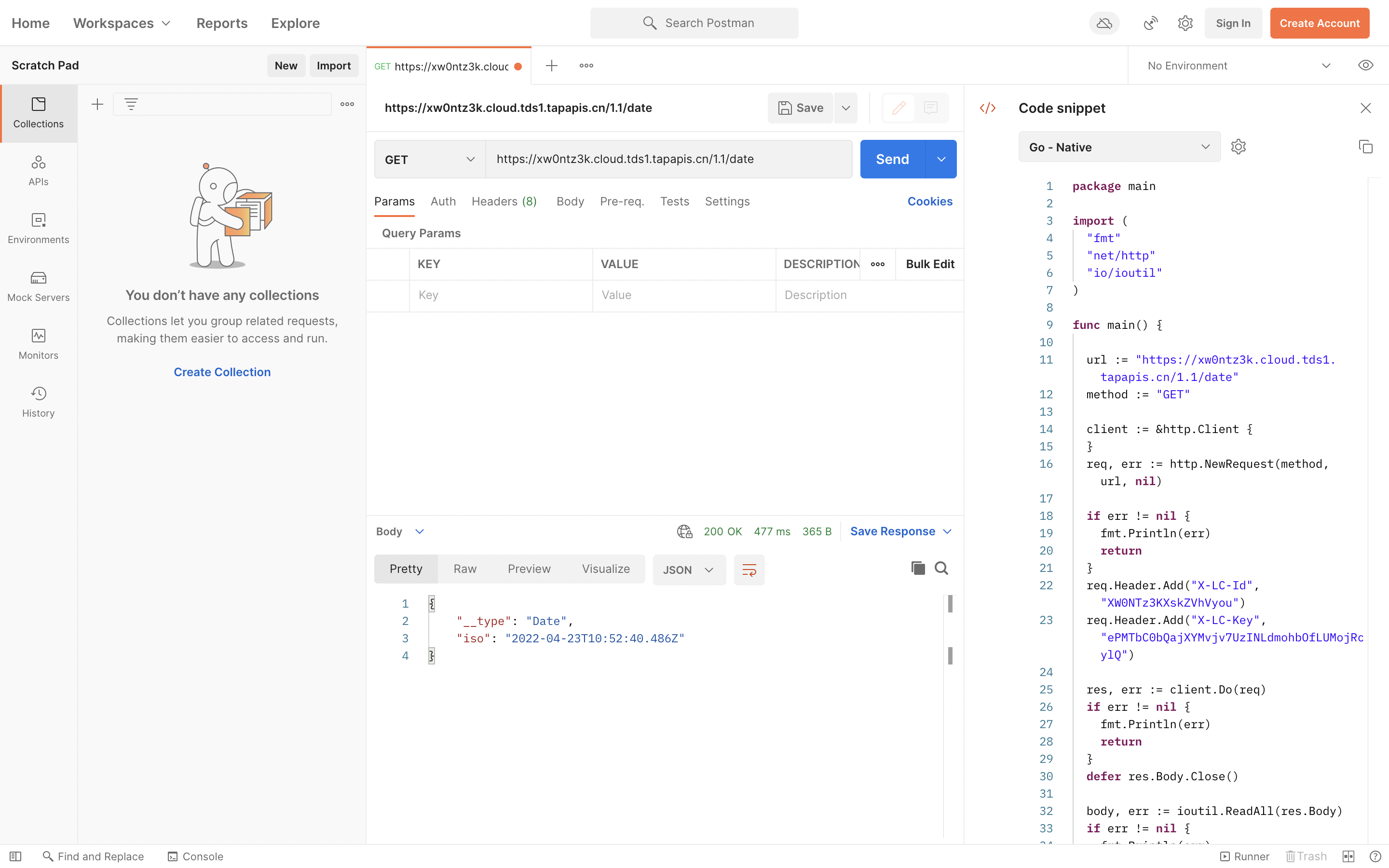 Postman 中点击 Code，在展开的面板中选择语言（库）